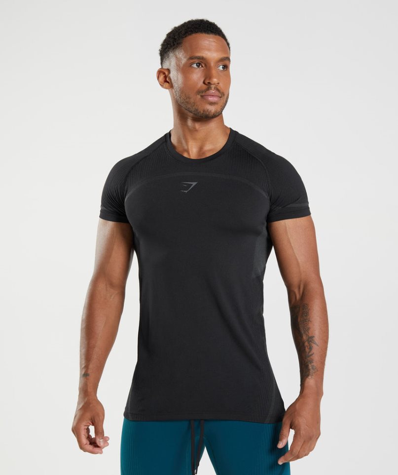 Koszulki Gymshark 315 Seamless Męskie Czarne | PL 981FHY